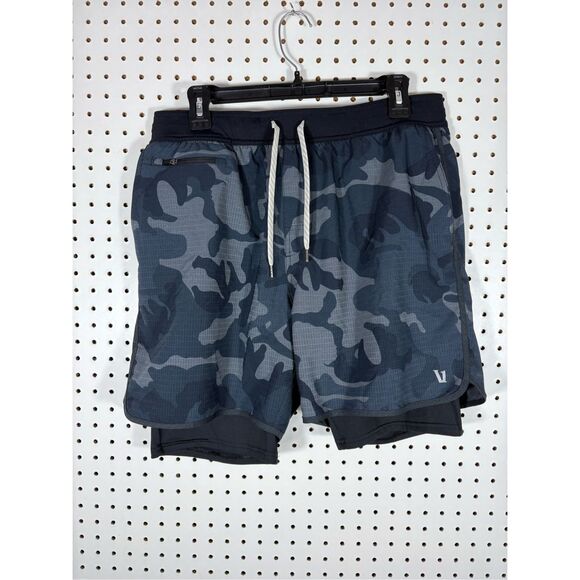 Vuori Shorts MensBlue Camo Stockton Compression Lined Performance Gym size XL